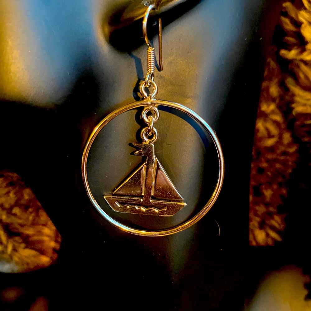 Mexican sterling silver sailboat earrings